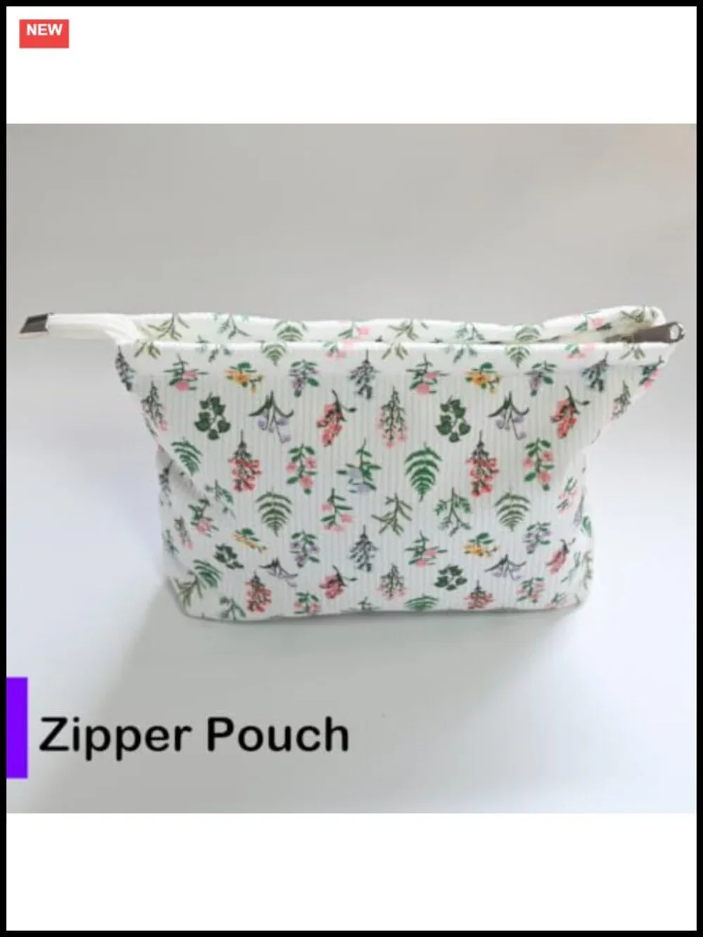 Large Corduroy Floral Makeup Bag Travel Toiletry Organizer with Zipper for Women